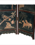4-Panel Black Lacquered Screen with Chinoiserie-7. Asian & Chinese Furniture, Art, Antiques, Vintage Home Décor for sale at FEA Home