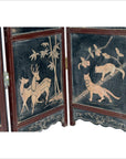 4-Panel Black Lacquered Screen with Chinoiserie-8. Asian & Chinese Furniture, Art, Antiques, Vintage Home Décor for sale at FEA Home