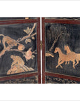 4-Panel Black Lacquered Screen with Chinoiserie-9. Asian & Chinese Furniture, Art, Antiques, Vintage Home Décor for sale at FEA Home
