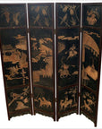 4-Panel Black Lacquered Screen with Chinoiserie-1. Asian & Chinese Furniture, Art, Antiques, Vintage Home Décor for sale at FEA Home