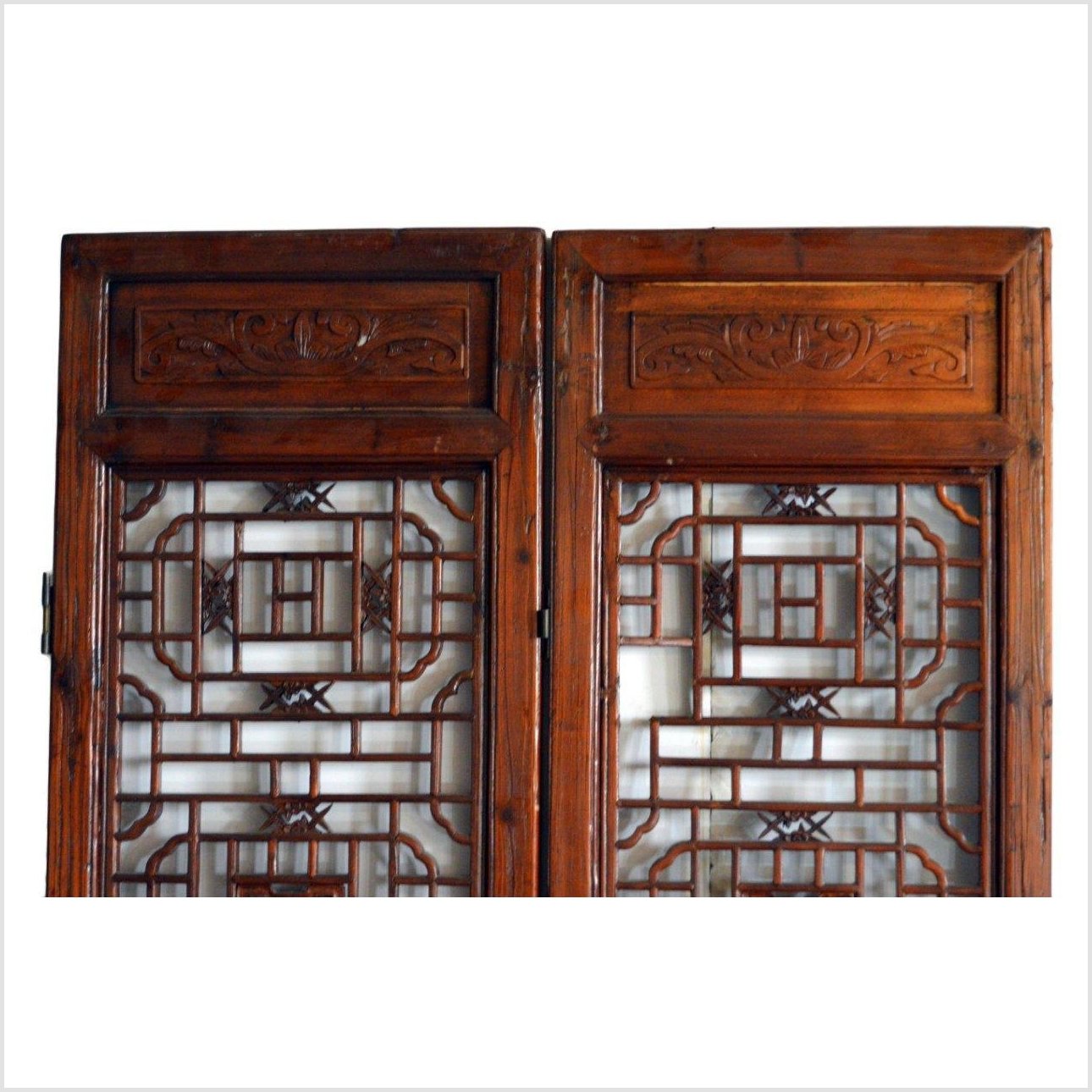 2-Panel Wooden Screen with Open Fretwork Design-2. Asian & Chinese Furniture, Art, Antiques, Vintage Home Décor for sale at FEA Home
