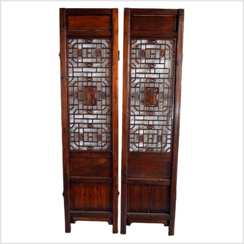2-Panel Wooden Screen with Open Fretwork Design-YN2932-9. Asian & Chinese Furniture, Art, Antiques, Vintage Home Décor for sale at FEA Home