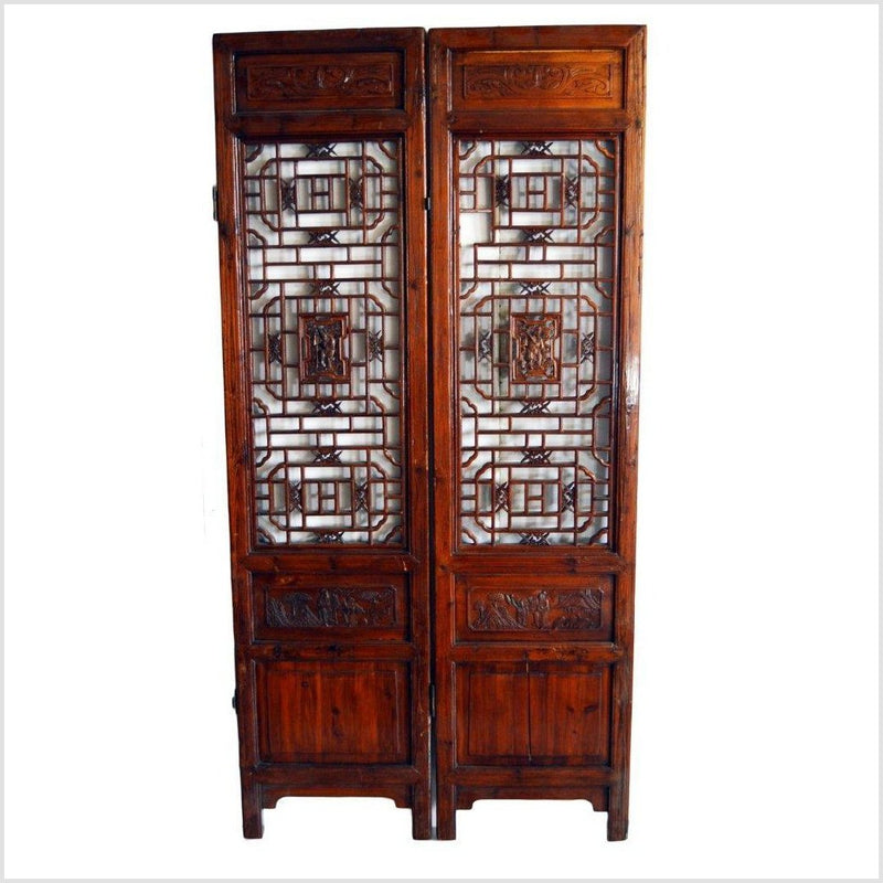 2-Panel Wooden Screen with Open Fretwork Design-YN2932-1. Asian & Chinese Furniture, Art, Antiques, Vintage Home Décor for sale at FEA Home