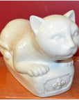 White Porcelain Reclining Cat Figure-2. Asian & Chinese Furniture, Art, Antiques, Vintage Home Décor for sale at FEA Home