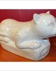 White Porcelain Reclining Cat Figure-1. Asian & Chinese Furniture, Art, Antiques, Vintage Home Décor for sale at FEA Home