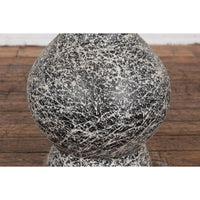 Prem Collection Artisan Made Black and White Vase with Dripping Décor