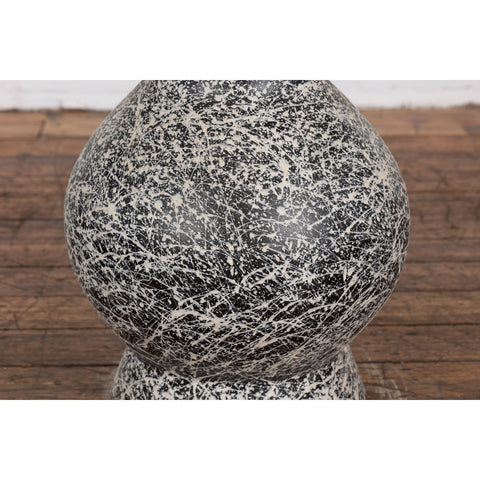 This-is-a-picture-of-a-Prem Collection Artisan Made Black and White Vase with Dripping Décor-image-position-10-style-YNE812-Shop-for-Vintage-and-Antique-Asian-and-Chinese-Furniture-for-sale-at-FEA Home-NYC