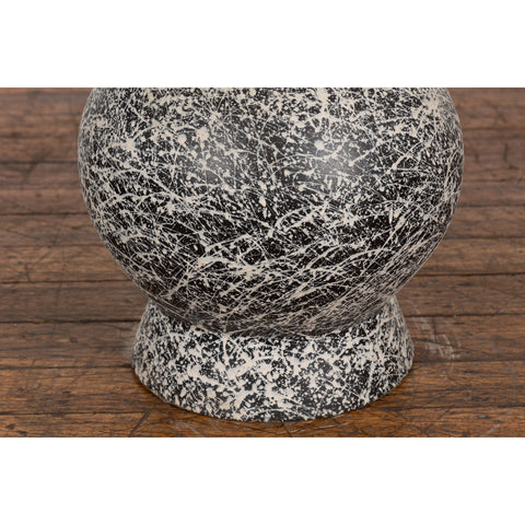 This-is-a-picture-of-a-Prem Collection Artisan Made Black and White Vase with Dripping Décor-image-position-11-style-YNE812-Shop-for-Vintage-and-Antique-Asian-and-Chinese-Furniture-for-sale-at-FEA Home-NYC