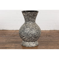 Prem Collection Artisan Made Black and White Vase with Dripping Décor