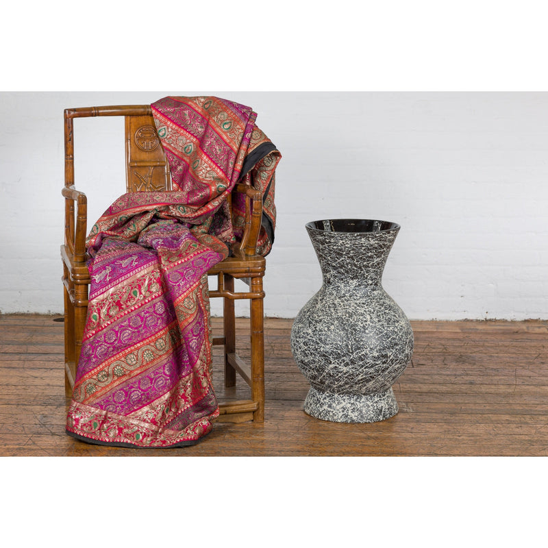 This-is-a-picture-of-a-Prem Collection Artisan Made Black and White Vase with Dripping Décor-image-position-3-style-YNE812-Shop-for-Vintage-and-Antique-Asian-and-Chinese-Furniture-for-sale-at-FEA Home-NYC