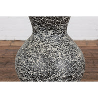 Prem Collection Artisan Made Black and White Vase with Dripping Décor