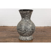 Prem Collection Artisan Made Black and White Vase with Dripping Décor
