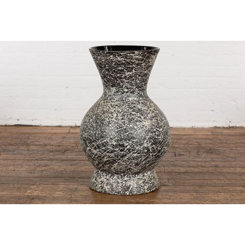 This-is-a-picture-of-a-Prem Collection Artisan Made Black and White Vase with Dripping Décor-image-position-7-style-YNE812-Shop-for-Vintage-and-Antique-Asian-and-Chinese-Furniture-for-sale-at-FEA Home-NYC