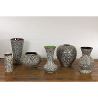 Prem Collection Artisan Made Black and White Vase with Dripping Décor