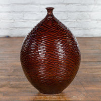 This-is-a-picture-of-a-Prem Collection Handcrafted Burgundy Vase with Textured Honeycomb Style Motifs-with-image-position-14-style-YN7484-Shop-for-Vintage-and-Antique-Asian-and-Chinese-Furniture-for-sale-at-FEA Home-NYC