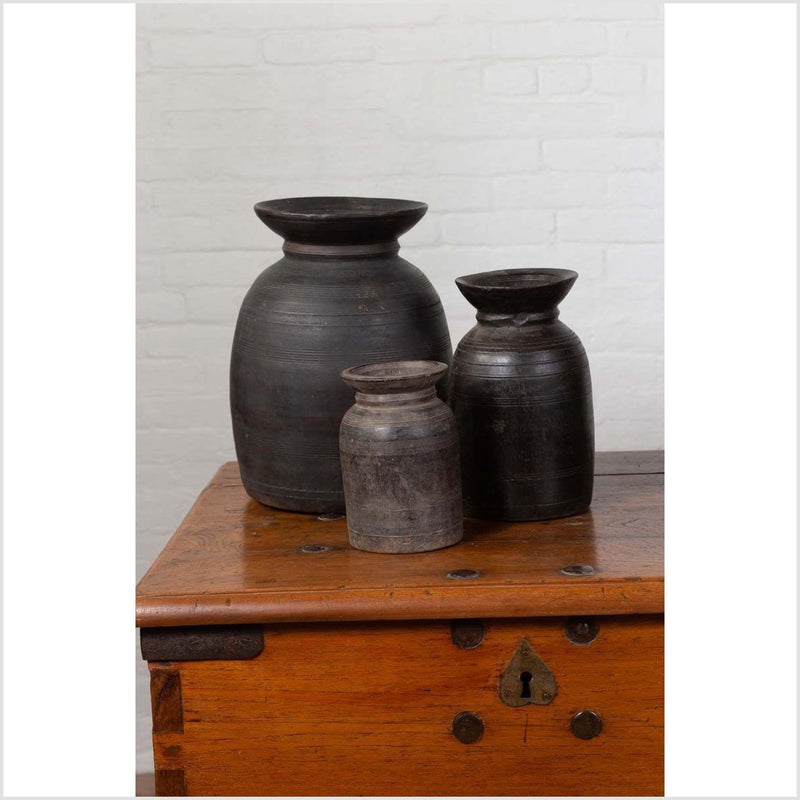 Primitive Nepalese Rustic Wooden Ghee Pots- Sold in Sets of Three, Five or Seven-7. Asian & Chinese Furniture, Art, Antiques, Vintage Home Décor for sale at FEA Home