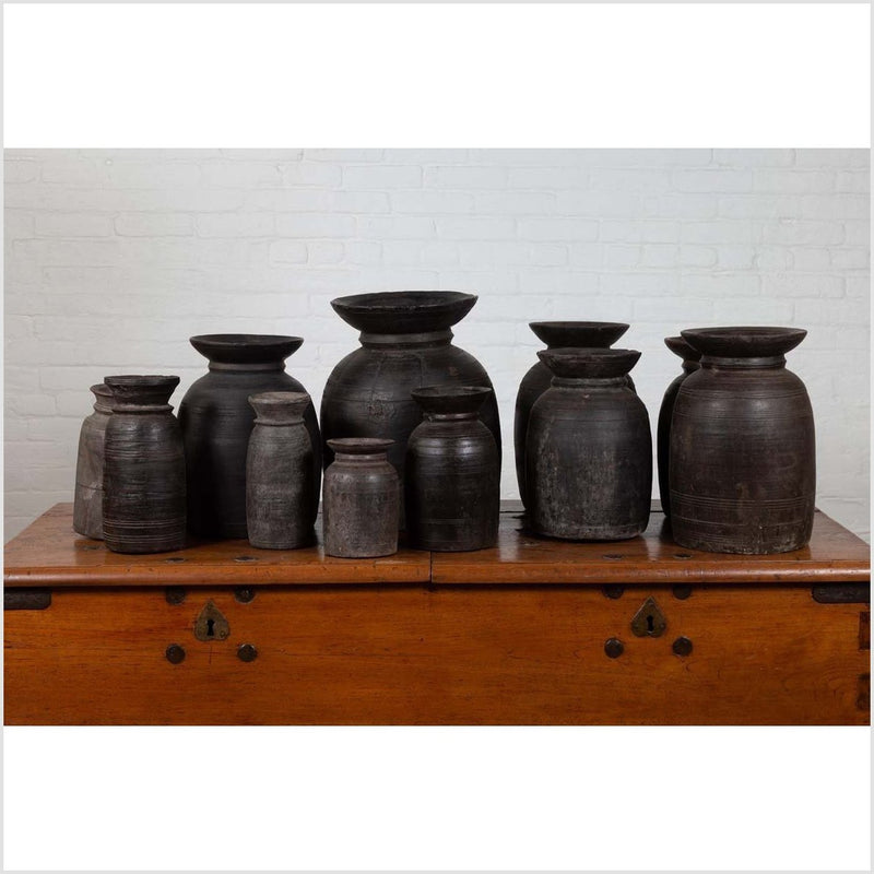Primitive Nepalese Rustic Wooden Ghee Pots- Sold in Sets of Three, Five or Seven-2. Asian & Chinese Furniture, Art, Antiques, Vintage Home Décor for sale at FEA Home