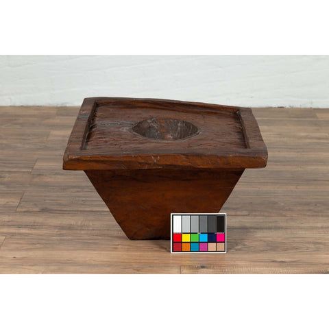 Primitive Wood Indonesian Brown Mortar Planter from the Early 20th Century-YN6408-3. Asian & Chinese Furniture, Art, Antiques, Vintage Home Décor for sale at FEA Home
