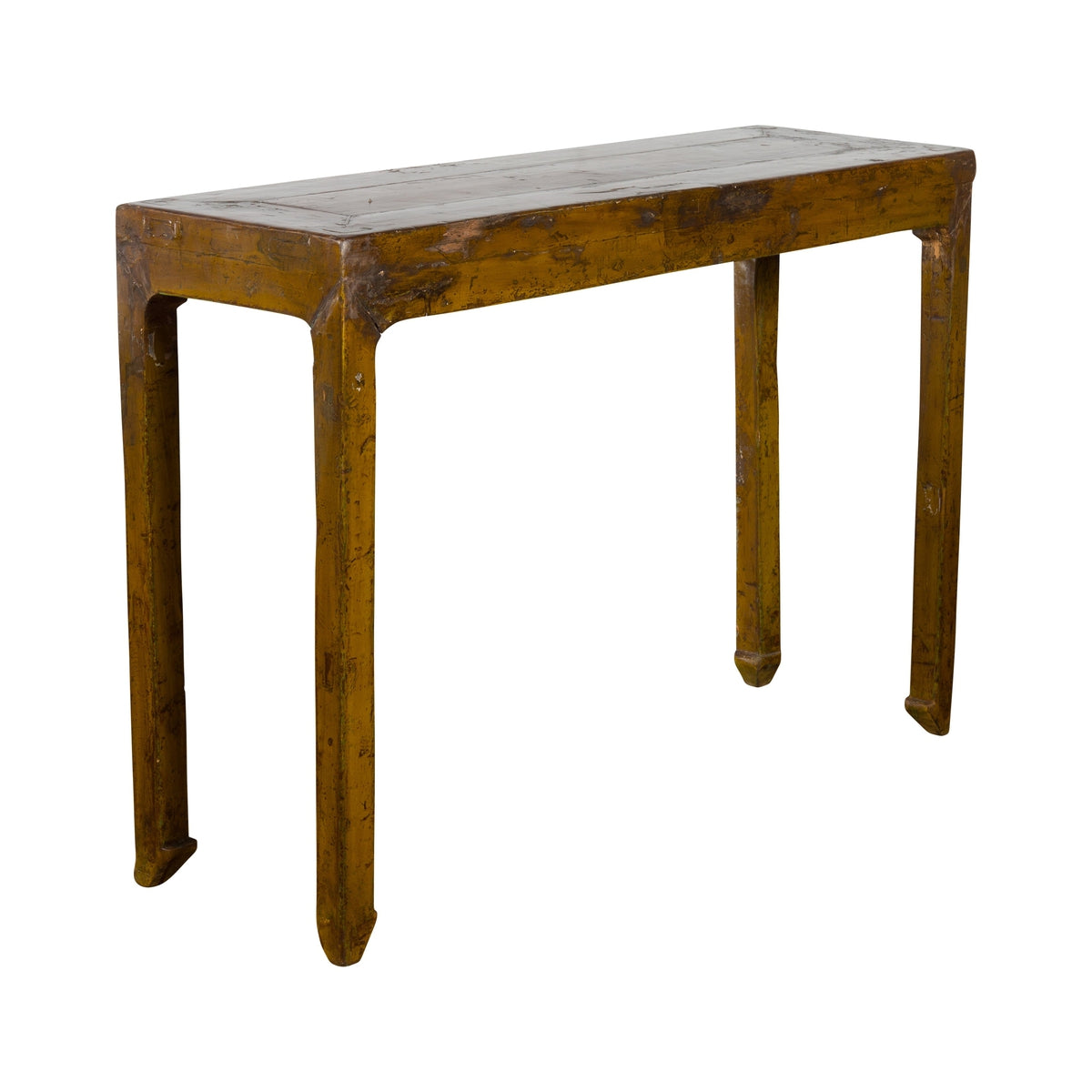 Qing Dynasty Chinese 19th Century Distressed Brown Lacquer Console Table-1. Asian & Chinese Furniture, Art, Antiques, Vintage Home Décor for sale at FEA Home