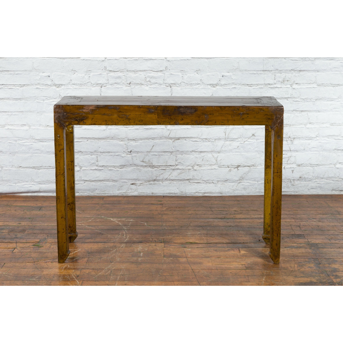 Qing Dynasty Chinese 19th Century Distressed Brown Lacquer Console Table-2. Asian & Chinese Furniture, Art, Antiques, Vintage Home Décor for sale at FEA Home
