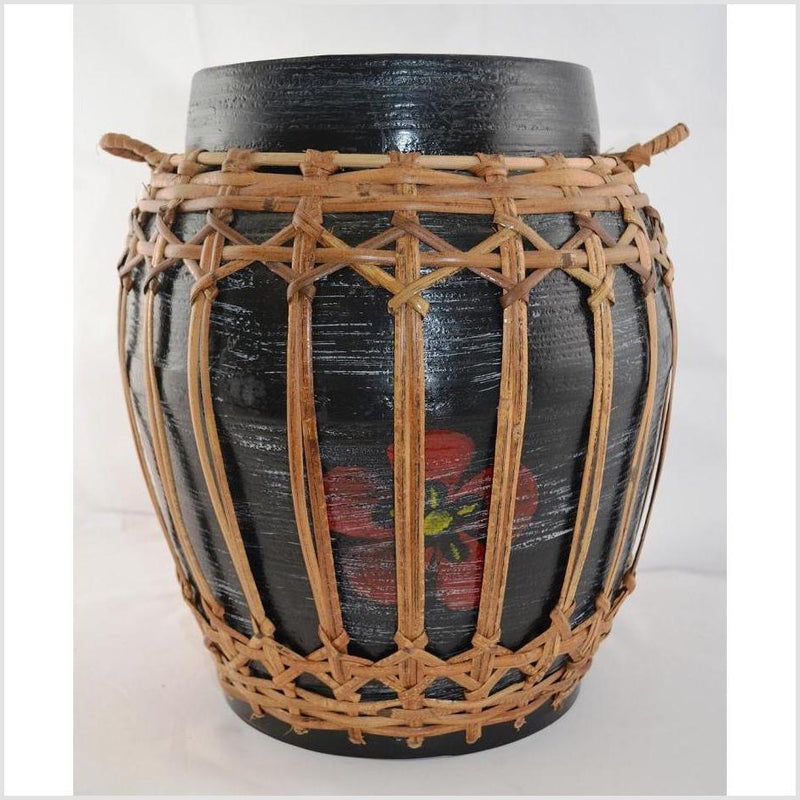 Rattan and Bamboo Lidded Basket