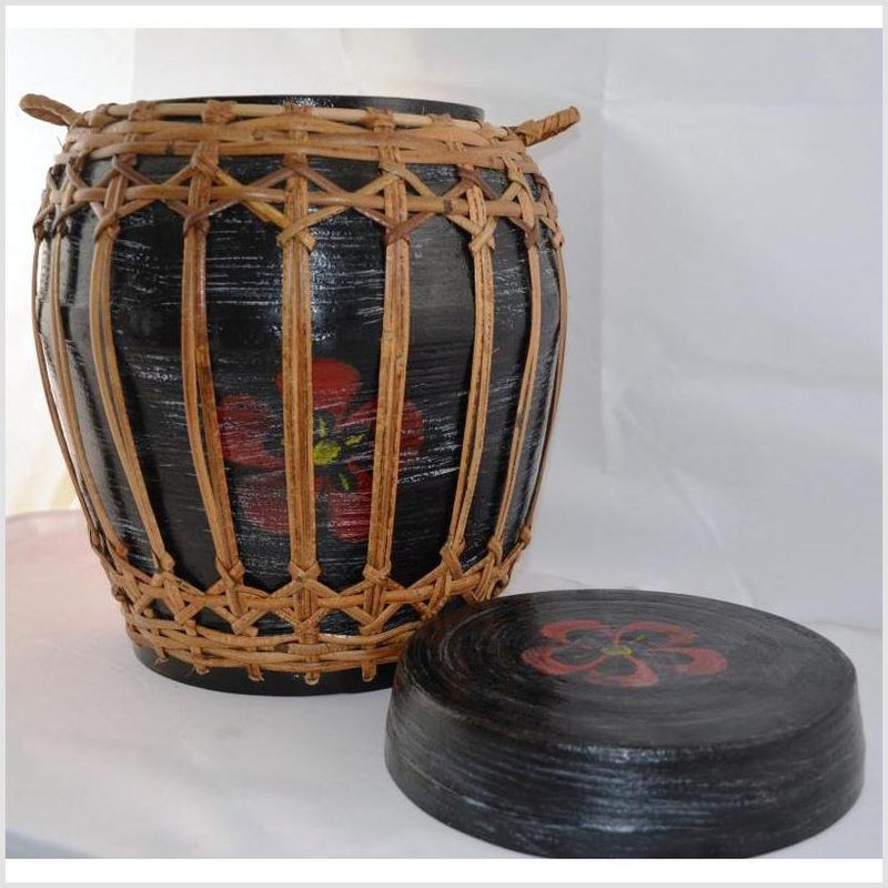 Rattan and Bamboo Lidded Basket