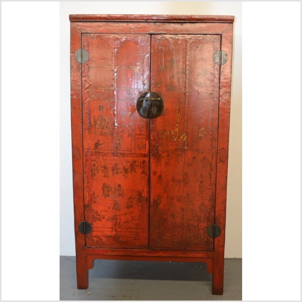 Red Chinoiserie Cabinet-1. Asian & Chinese Furniture, Art, Antiques, Vintage Home Décor for sale at FEA Home