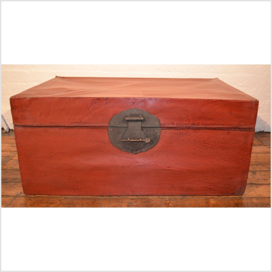 Red Leather Trunk-1. Asian & Chinese Furniture, Art, Antiques, Vintage Home Décor for sale at FEA Home