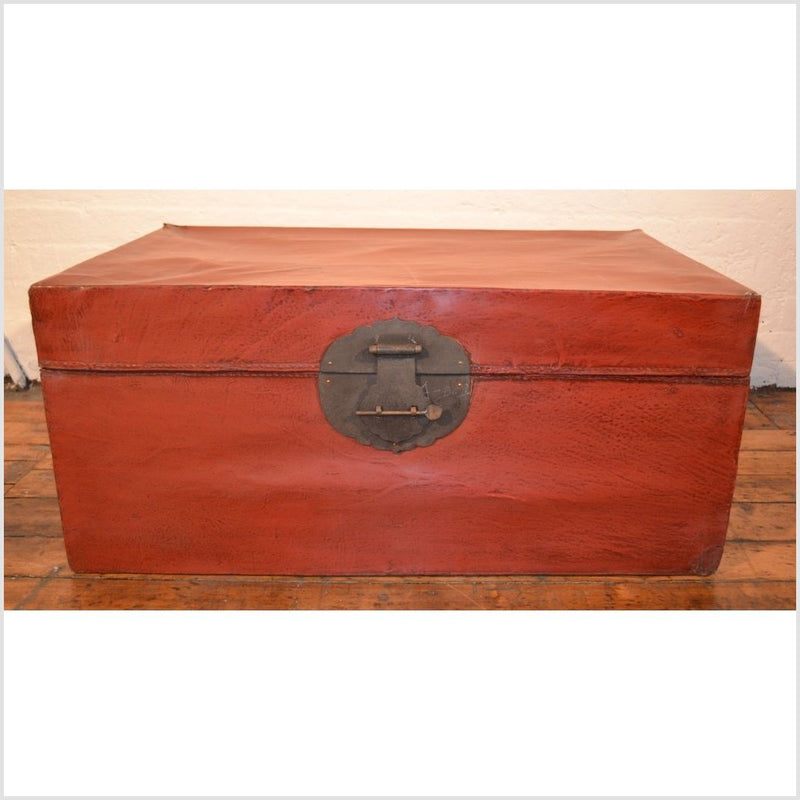 Red Leather Trunk- Asian Antiques, Vintage Home Decor & Chinese Furniture - FEA Home