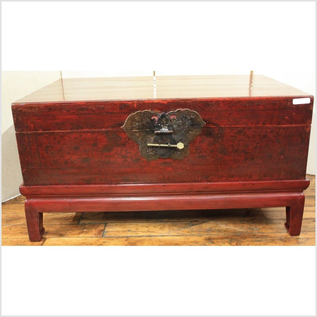 Reddish Lacquered Blanket Chest-1. Asian & Chinese Furniture, Art, Antiques, Vintage Home Décor for sale at FEA Home