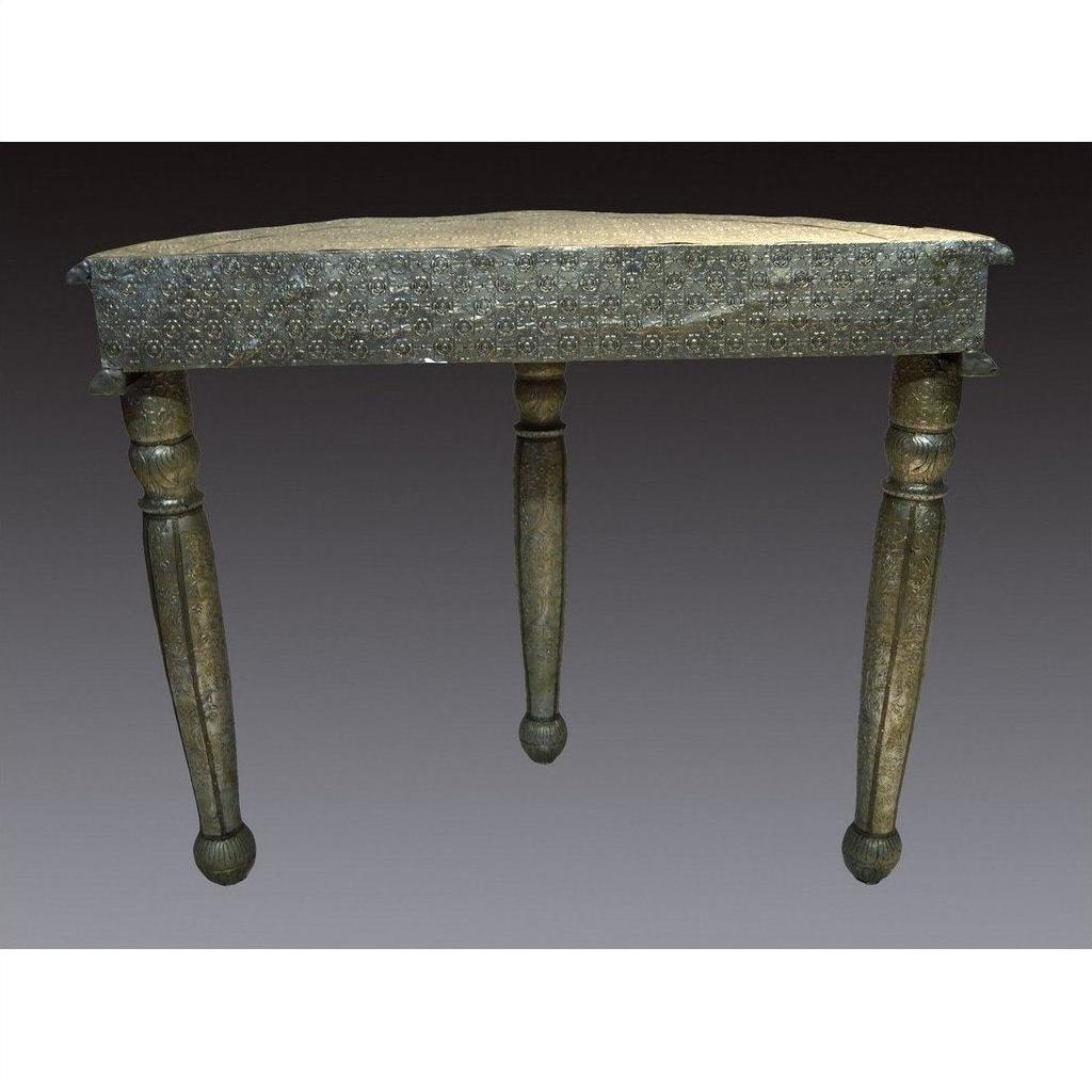 Repousse Nickel-Silver Demi-Lune Table-10. Asian &amp; Chinese Furniture, Art, Antiques, Vintage Home Décor for sale at FEA Home