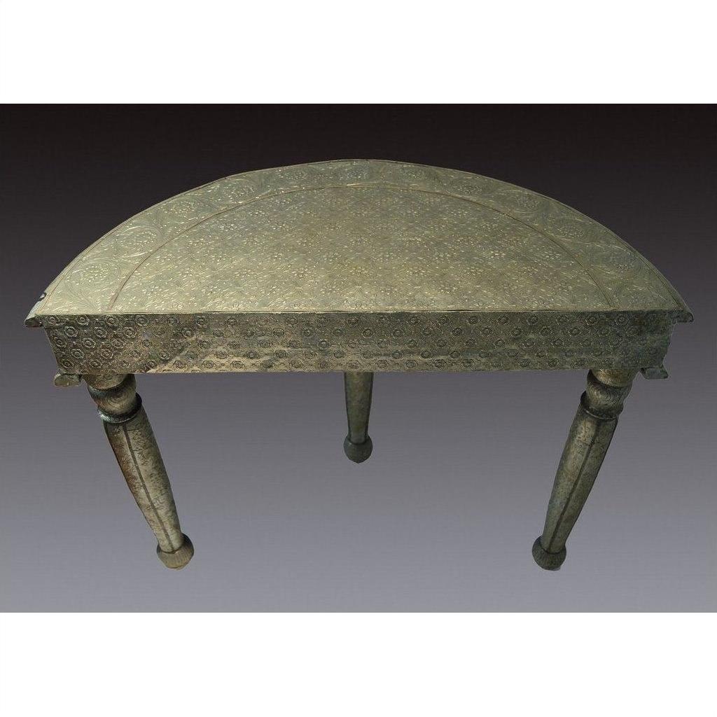 Repousse Nickel-Silver Demi-Lune Table-11. Asian &amp; Chinese Furniture, Art, Antiques, Vintage Home Décor for sale at FEA Home