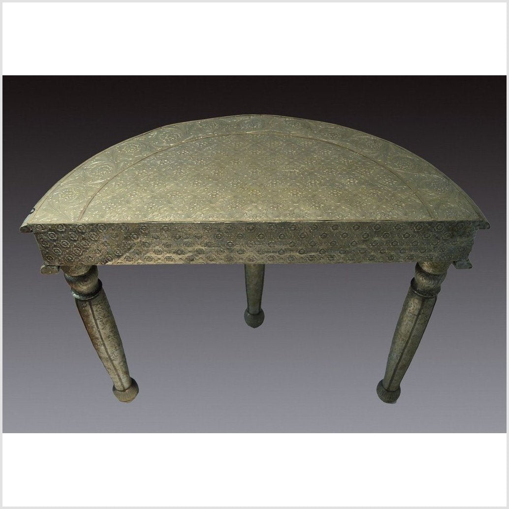 Repousse Nickel-Silver Demi-Lune Table-11. Asian &amp; Chinese Furniture, Art, Antiques, Vintage Home Décor for sale at FEA Home