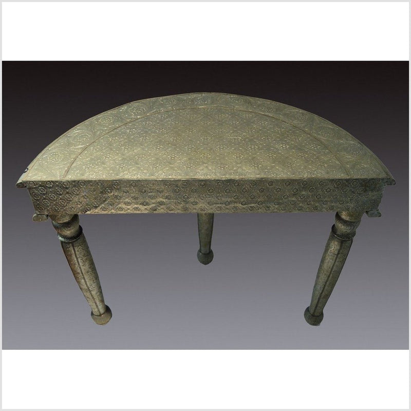 Repousse Nickel-Silver Demi-Lune Table-YN3559-11. Asian & Chinese Furniture, Art, Antiques, Vintage Home Décor for sale at FEA Home