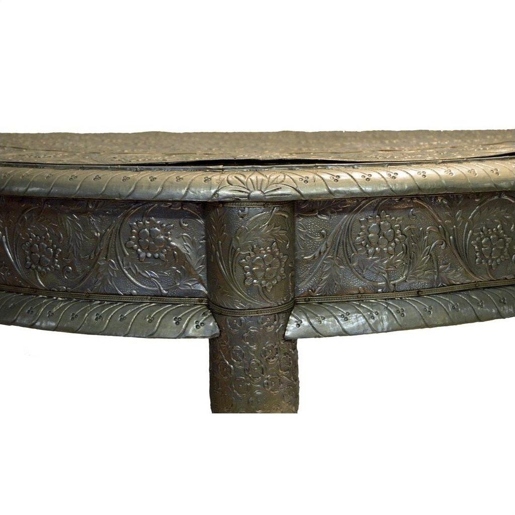 Repousse Nickel-Silver Demi-Lune Table-16. Asian &amp; Chinese Furniture, Art, Antiques, Vintage Home Décor for sale at FEA Home