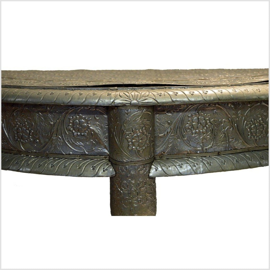 Repousse Nickel-Silver Demi-Lune Table-16. Asian &amp; Chinese Furniture, Art, Antiques, Vintage Home Décor for sale at FEA Home
