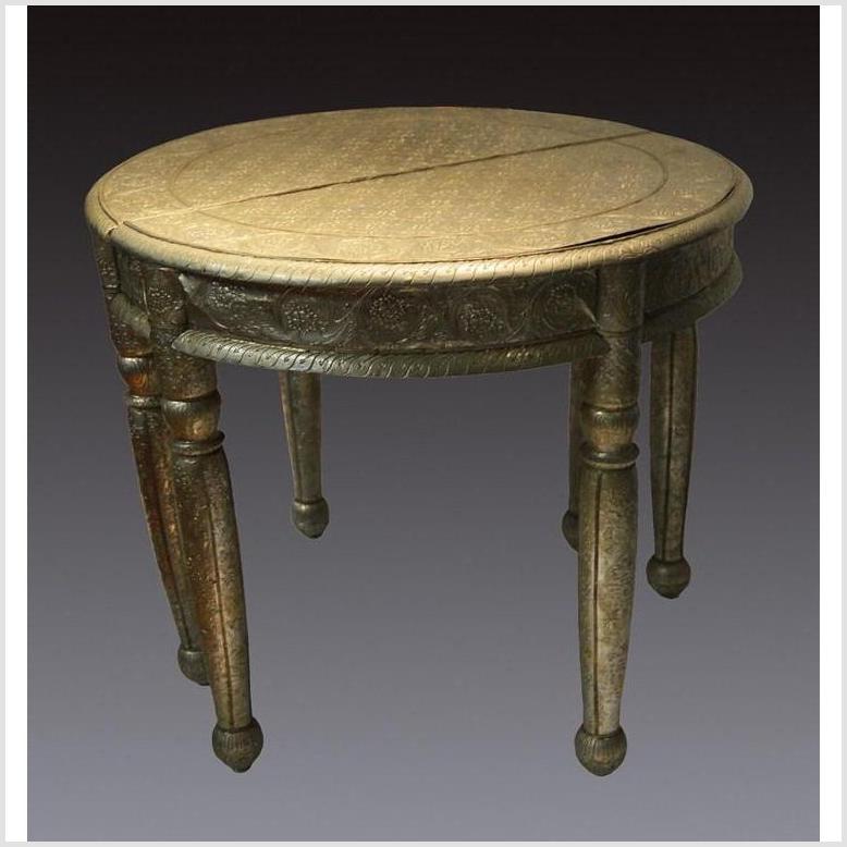 Repousse Nickel-Silver Demi-Lune Table-4. Asian &amp; Chinese Furniture, Art, Antiques, Vintage Home Décor for sale at FEA Home