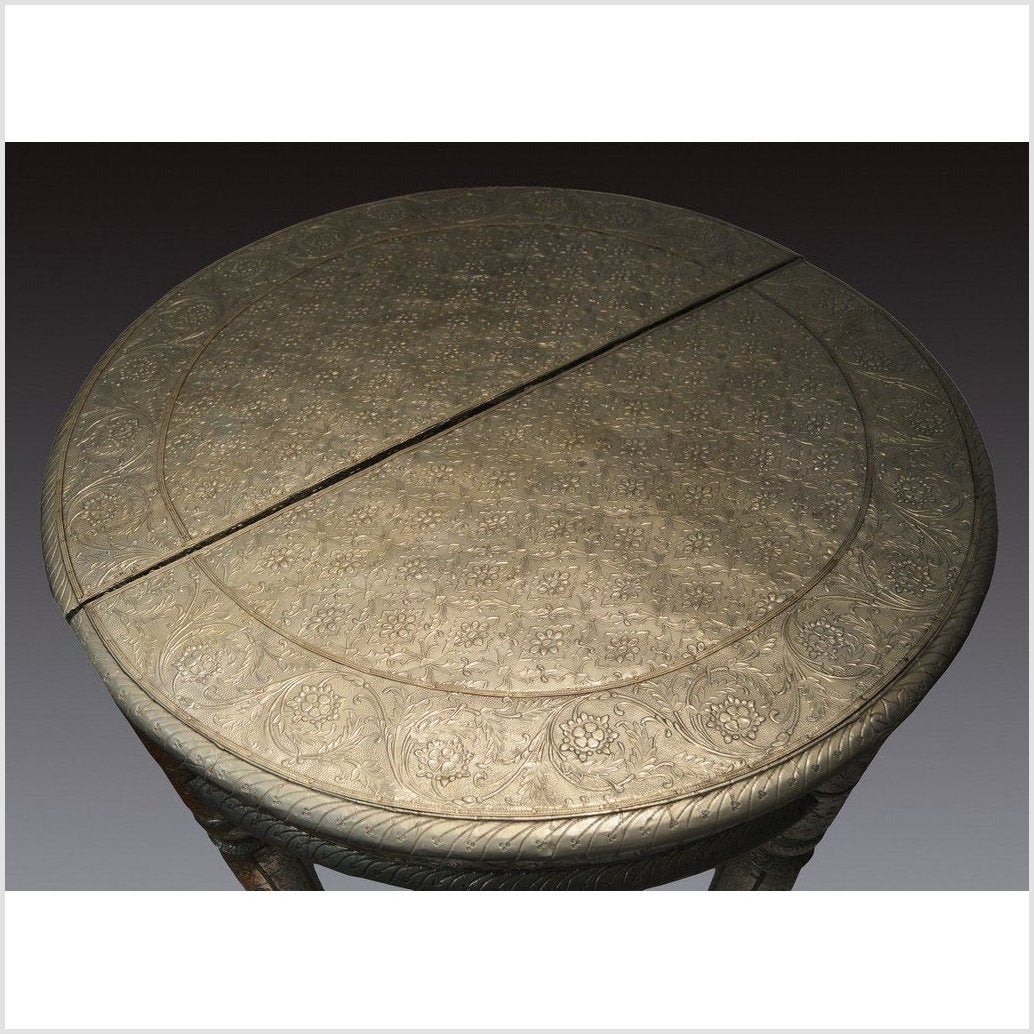 Repousse Nickel-Silver Demi-Lune Table-5. Asian &amp; Chinese Furniture, Art, Antiques, Vintage Home Décor for sale at FEA Home