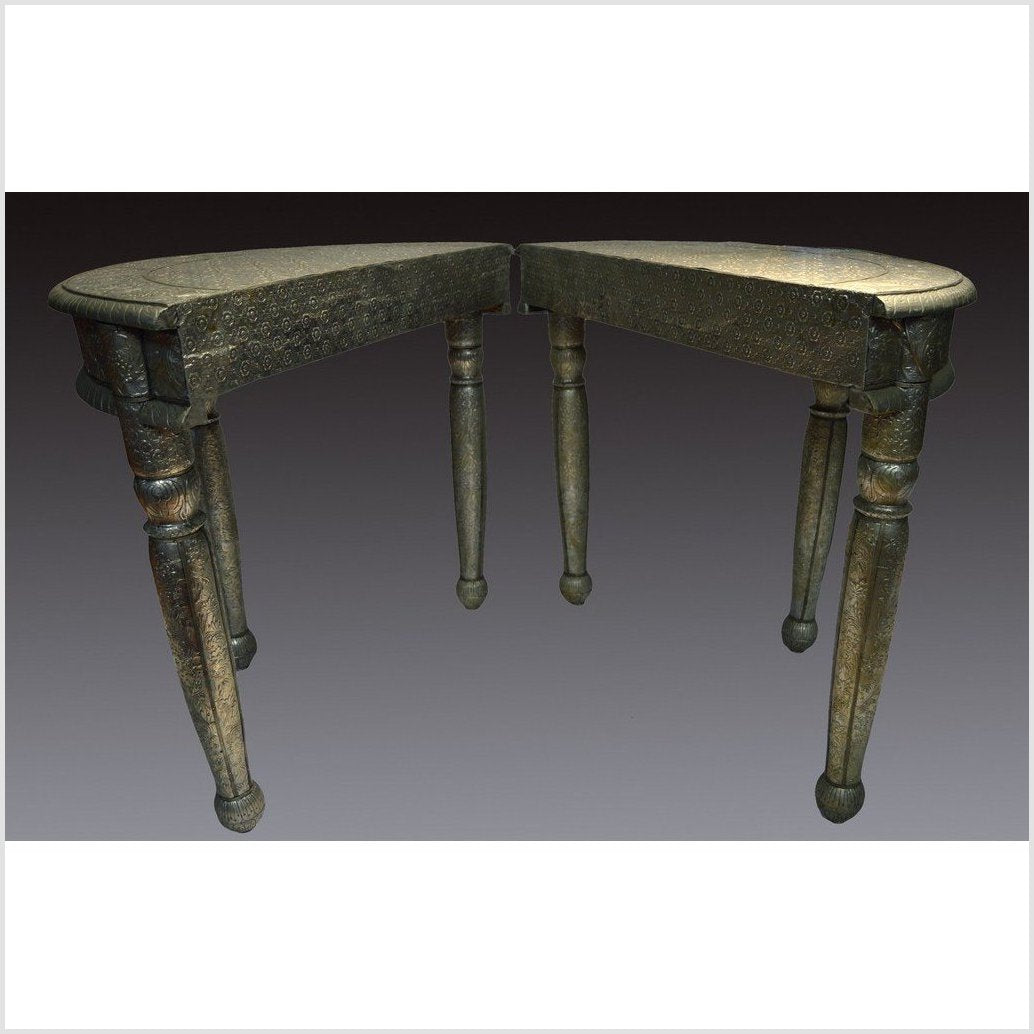 Repousse Nickel-Silver Demi-Lune Table-8. Asian &amp; Chinese Furniture, Art, Antiques, Vintage Home Décor for sale at FEA Home