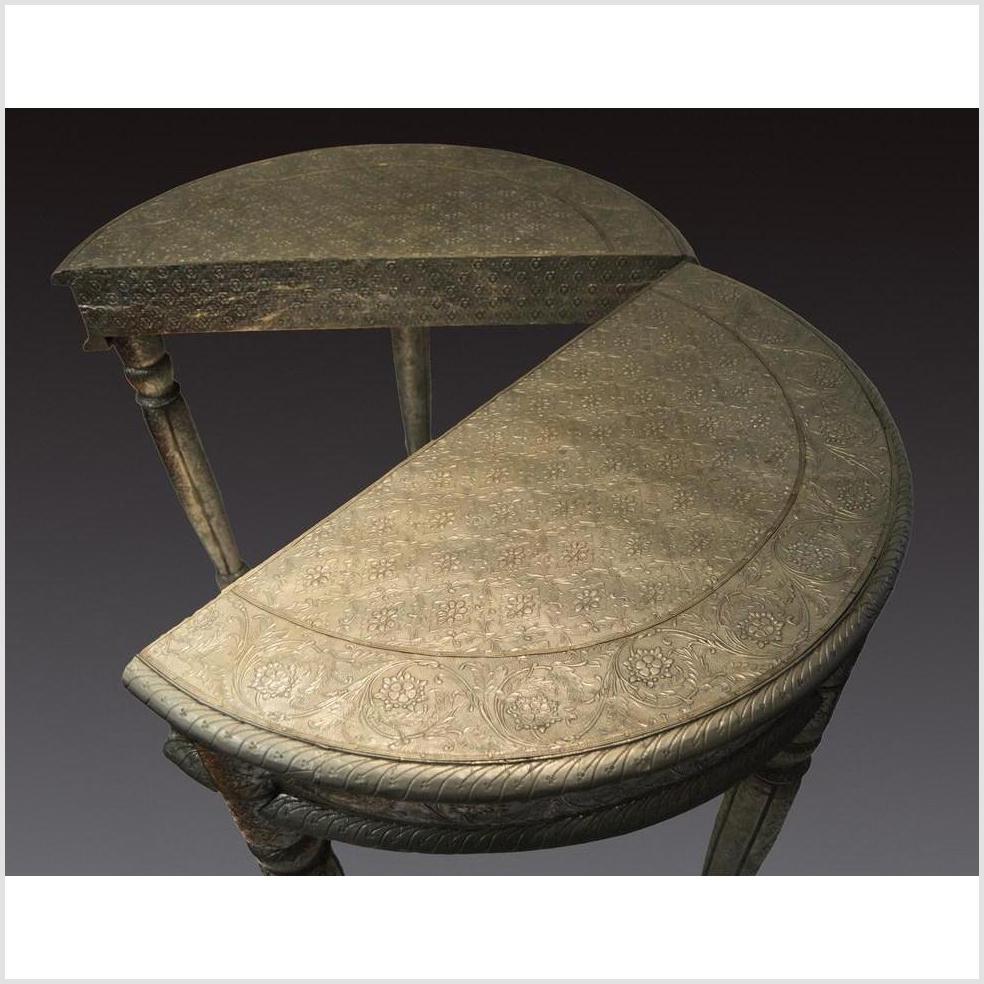 Repousse Nickel-Silver Demi-Lune Table-9. Asian &amp; Chinese Furniture, Art, Antiques, Vintage Home Décor for sale at FEA Home