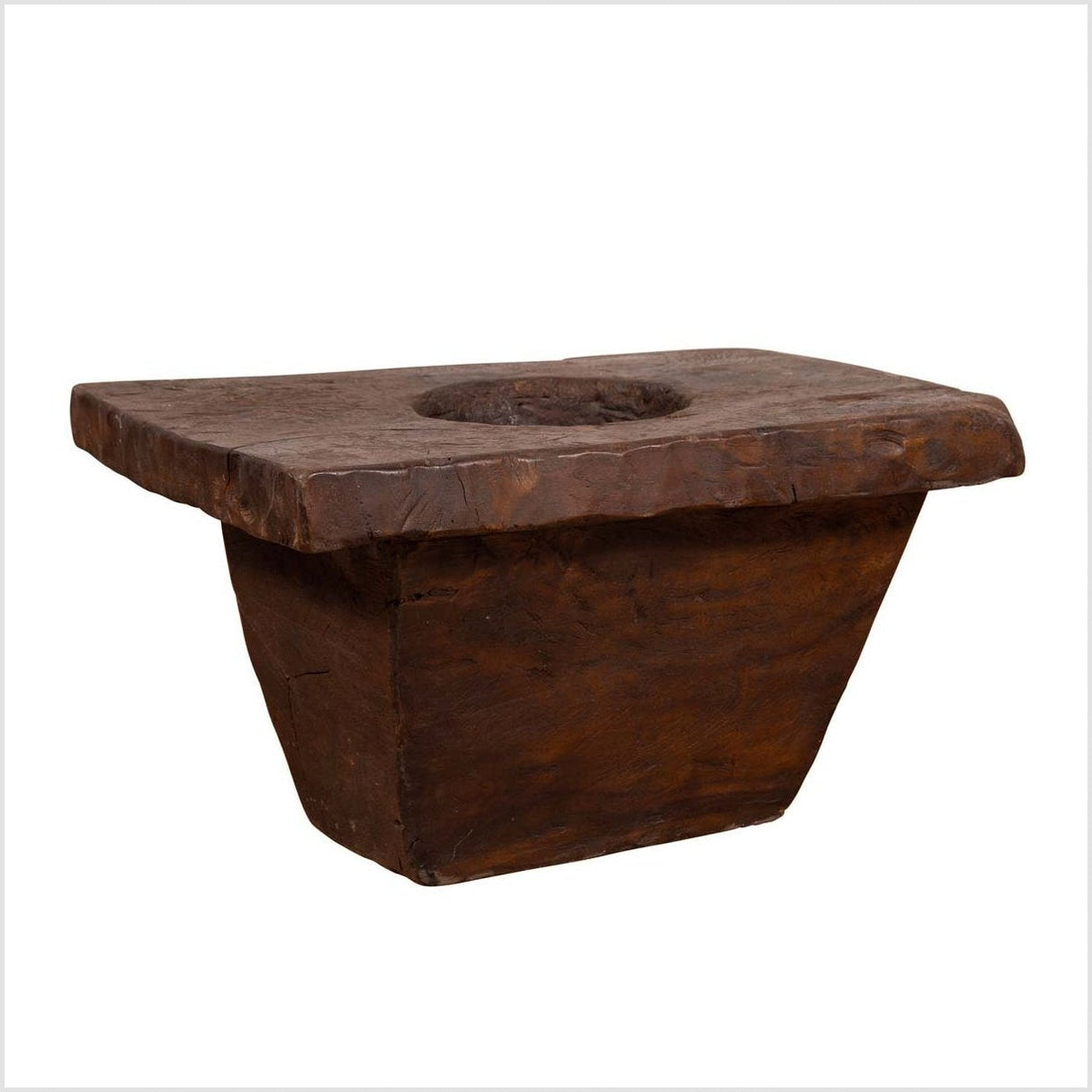 Rustic Antique Indonesian Brown Wooden Planter from the Early 20th Century-1. Asian & Chinese Furniture, Art, Antiques, Vintage Home Décor for sale at FEA Home