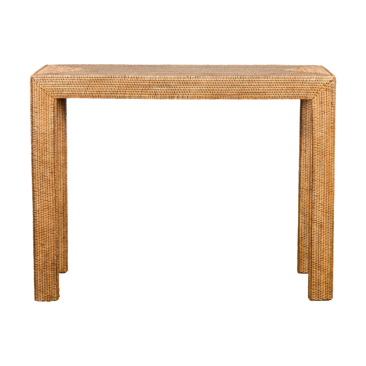Midcentury Style Woven Rattan Console Table-2. Asian & Chinese Furniture, Art, Antiques, Vintage Home Décor for sale at FEA Home