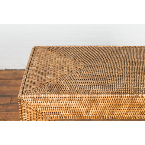 This-is-a-picture-of-a-Rustic Chinese Country Style Midcentury Woven Rattan Console Table-image-position-11-style-YN1470-Shop-for-Vintage-and-Antique-Asian-and-Chinese-Furniture-for-sale-at-FEA Home-NYC