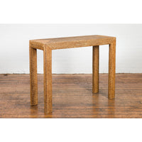 Midcentury Style Woven Rattan Console Table