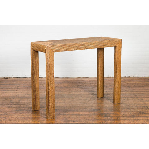This-is-a-picture-of-a-Rustic Chinese Country Style Midcentury Woven Rattan Console Table-image-position-14-style-YN1470-Shop-for-Vintage-and-Antique-Asian-and-Chinese-Furniture-for-sale-at-FEA Home-NYC