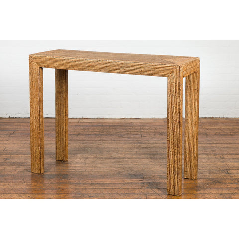 This-is-a-picture-of-a-Rustic Chinese Country Style Midcentury Woven Rattan Console Table-image-position-16-style-YN1470-Shop-for-Vintage-and-Antique-Asian-and-Chinese-Furniture-for-sale-at-FEA Home-NYC