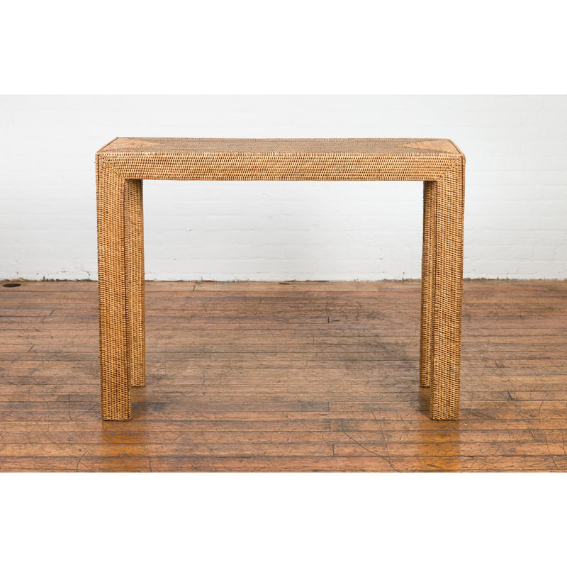 This-is-a-picture-of-a-Rustic Chinese Country Style Midcentury Woven Rattan Console Table-image-position-17-style-YN1470-Shop-for-Vintage-and-Antique-Asian-and-Chinese-Furniture-for-sale-at-FEA Home-NYC