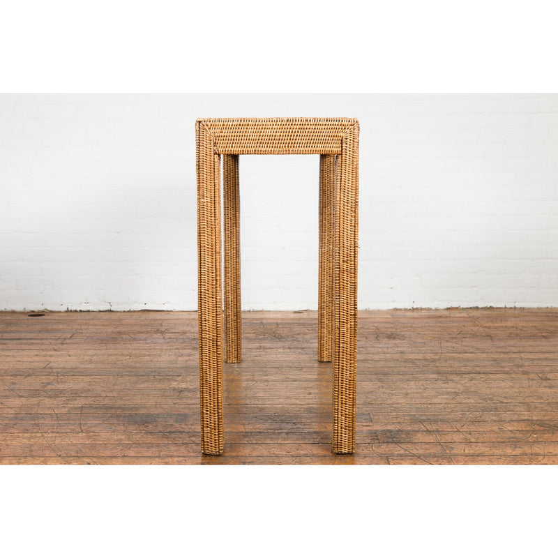 This-is-a-picture-of-a-Rustic Chinese Country Style Midcentury Woven Rattan Console Table-image-position-18-style-YN1470-Shop-for-Vintage-and-Antique-Asian-and-Chinese-Furniture-for-sale-at-FEA Home-NYC