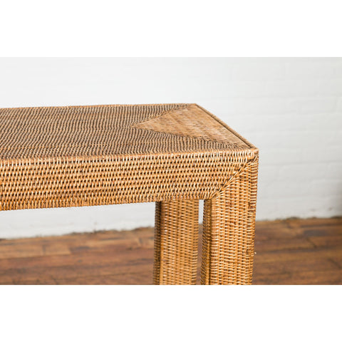 This-is-a-picture-of-a-Rustic Chinese Country Style Midcentury Woven Rattan Console Table-image-position-8-style-YN1470-Shop-for-Vintage-and-Antique-Asian-and-Chinese-Furniture-for-sale-at-FEA Home-NYC