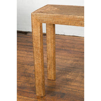 Midcentury Style Woven Rattan Console Table